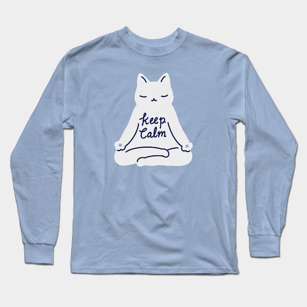 Keep Calm Cat Long Sleeve T-Shirt by ilovedoodle